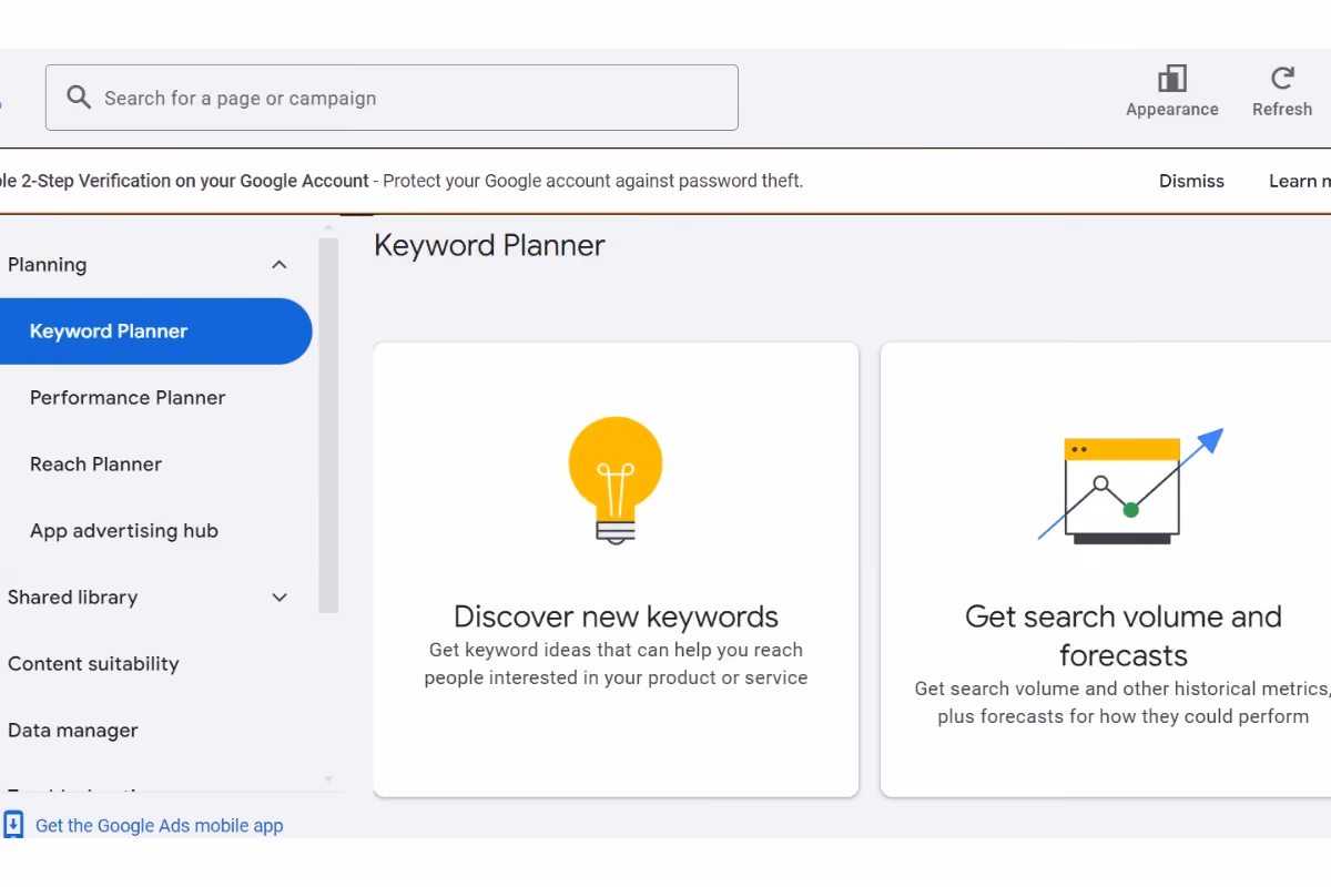 keyword tools Google keyword planner