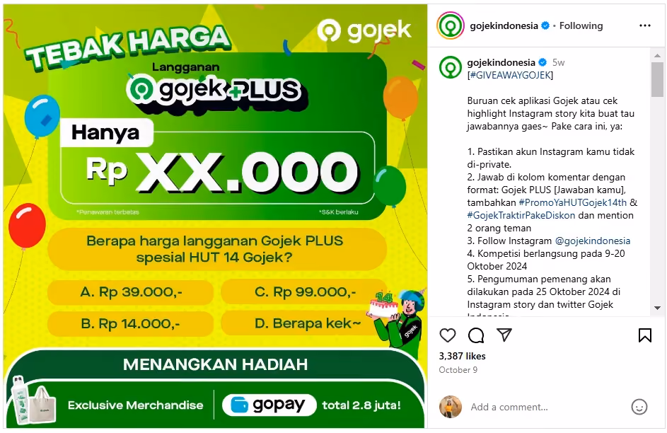 ide konten instagram tentang giveaway