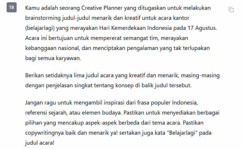 cara menuliskan prompt awal AI Belajarlagi
