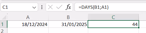 rumus DAYS excel