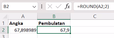 rumus ROUND excel