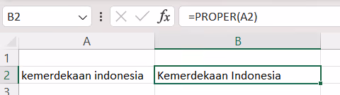 rumus PROPER excel