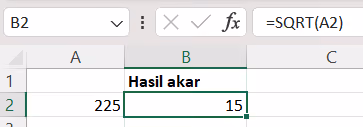 rumus SQRT excel