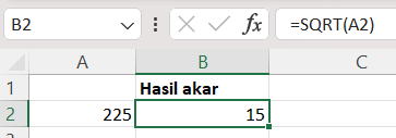 rumus SQRT excel