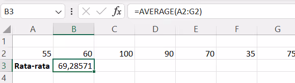 rumus AVERAGE excel
