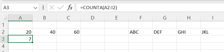 rumus COUNTA excel