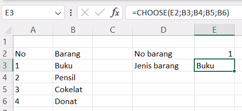 rumus CHOOSE excel