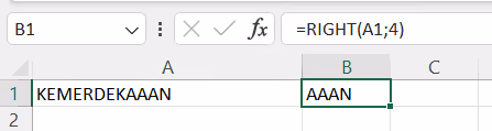 rumus RIGHT excel