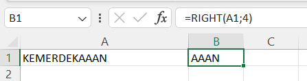 rumus RIGHT excel