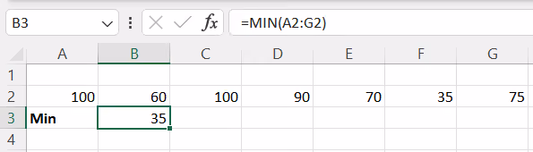 rumus MIN excel