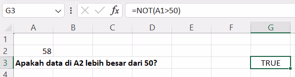 rumus NOT excel