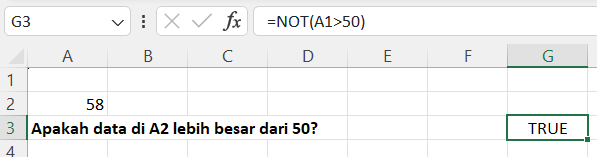 rumus NOT excel