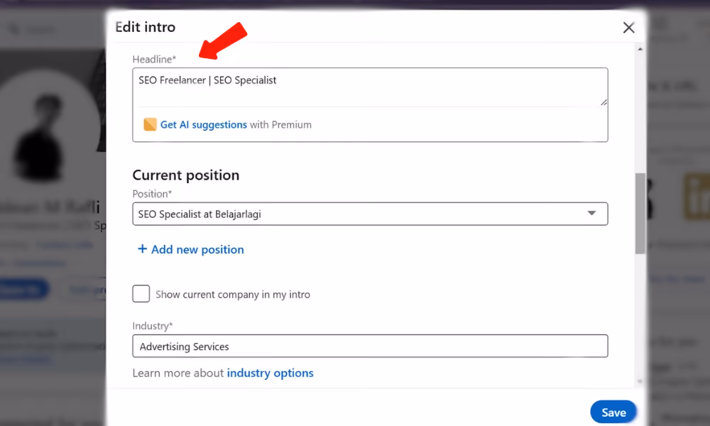 cara mengedit headline linkedin