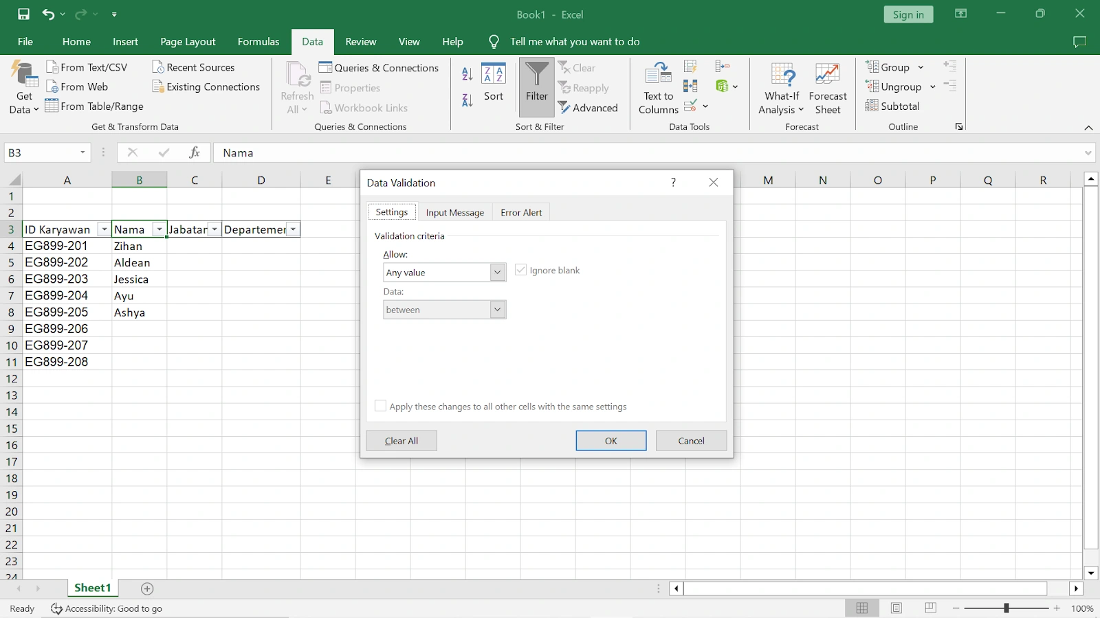 Cara Sort Data di Database Excel