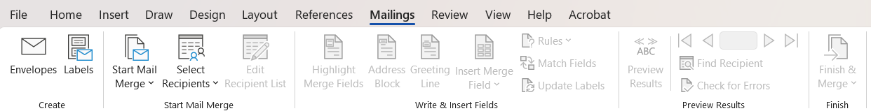 mailings ms word