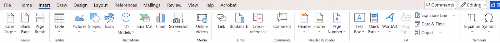 insert ms word