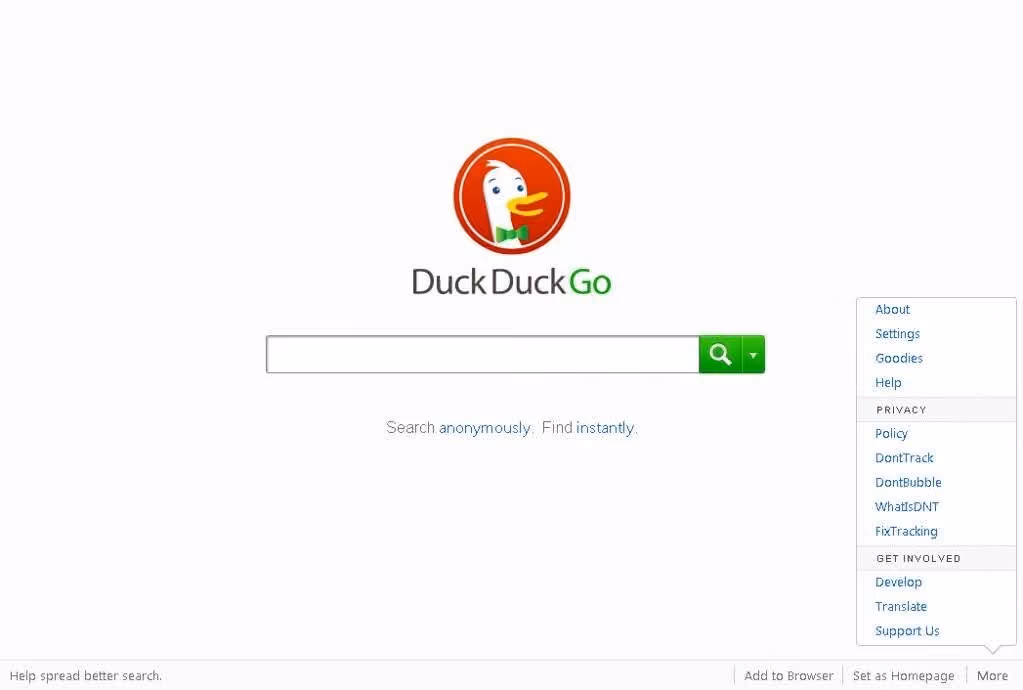 Situs Selain Yandex: DuckDuckGo