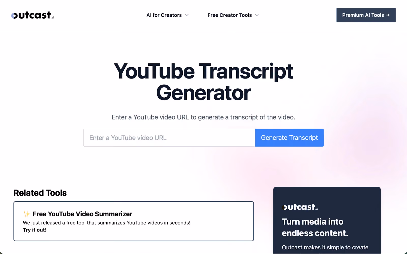 tools AI untuk transkrip video youtube