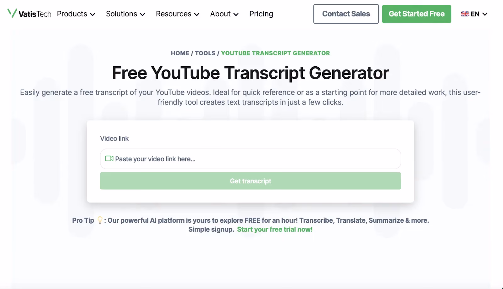 tools AI untuk transkrip video youtube GRATIS