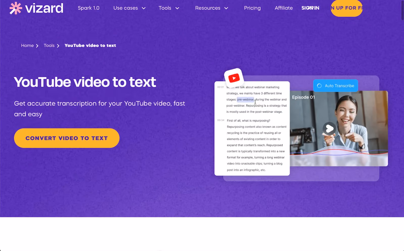 youtube video to text