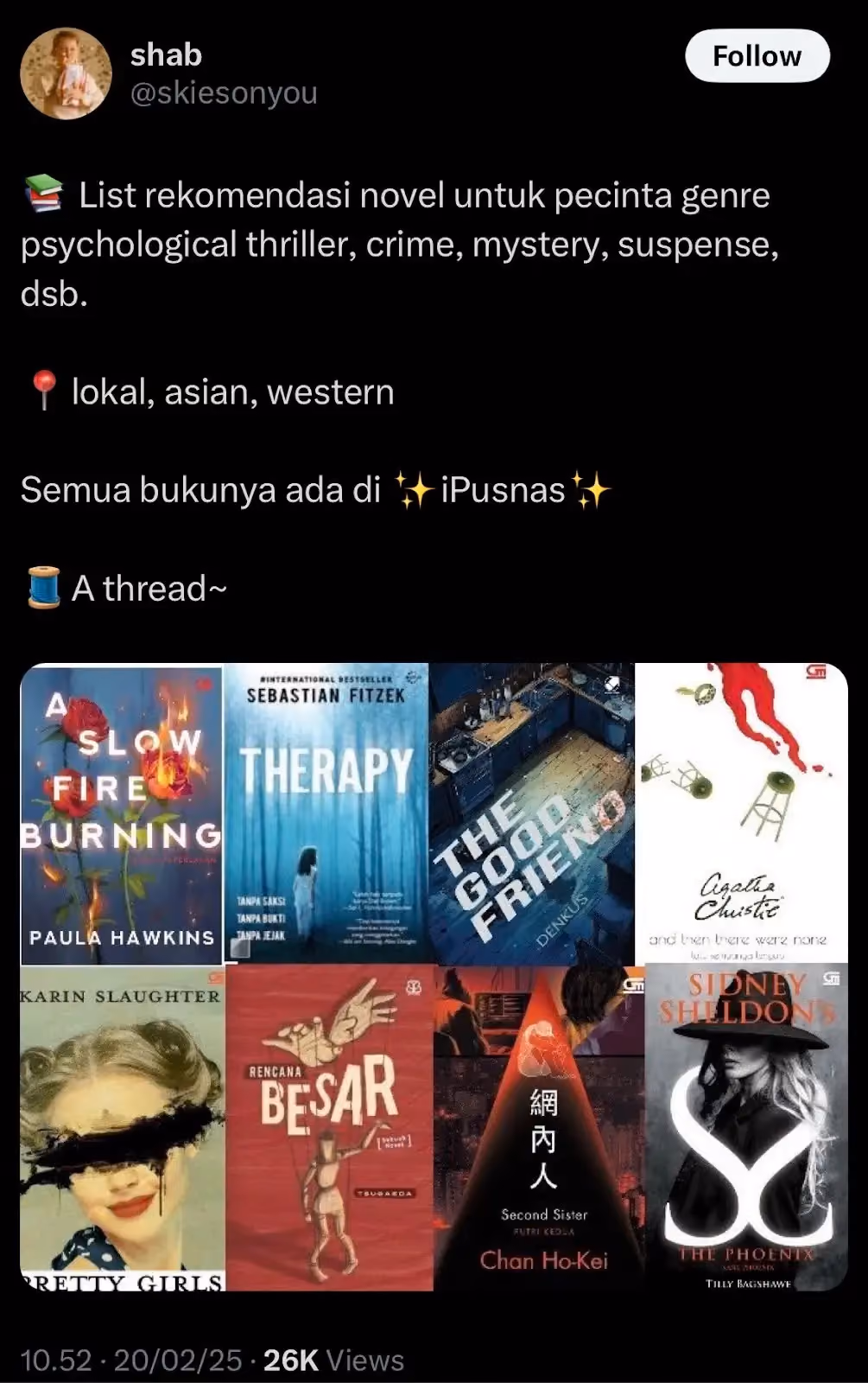 contoh jenis thread listing