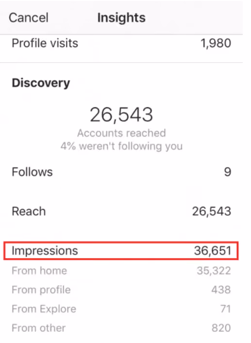 contoh impression di instagram