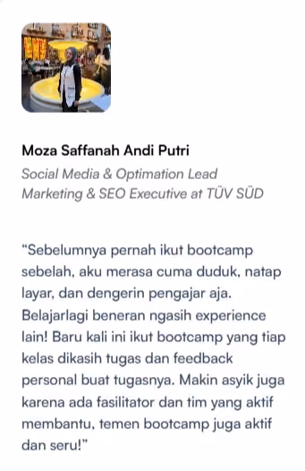 Contoh testimoni bootcamp digital marketing