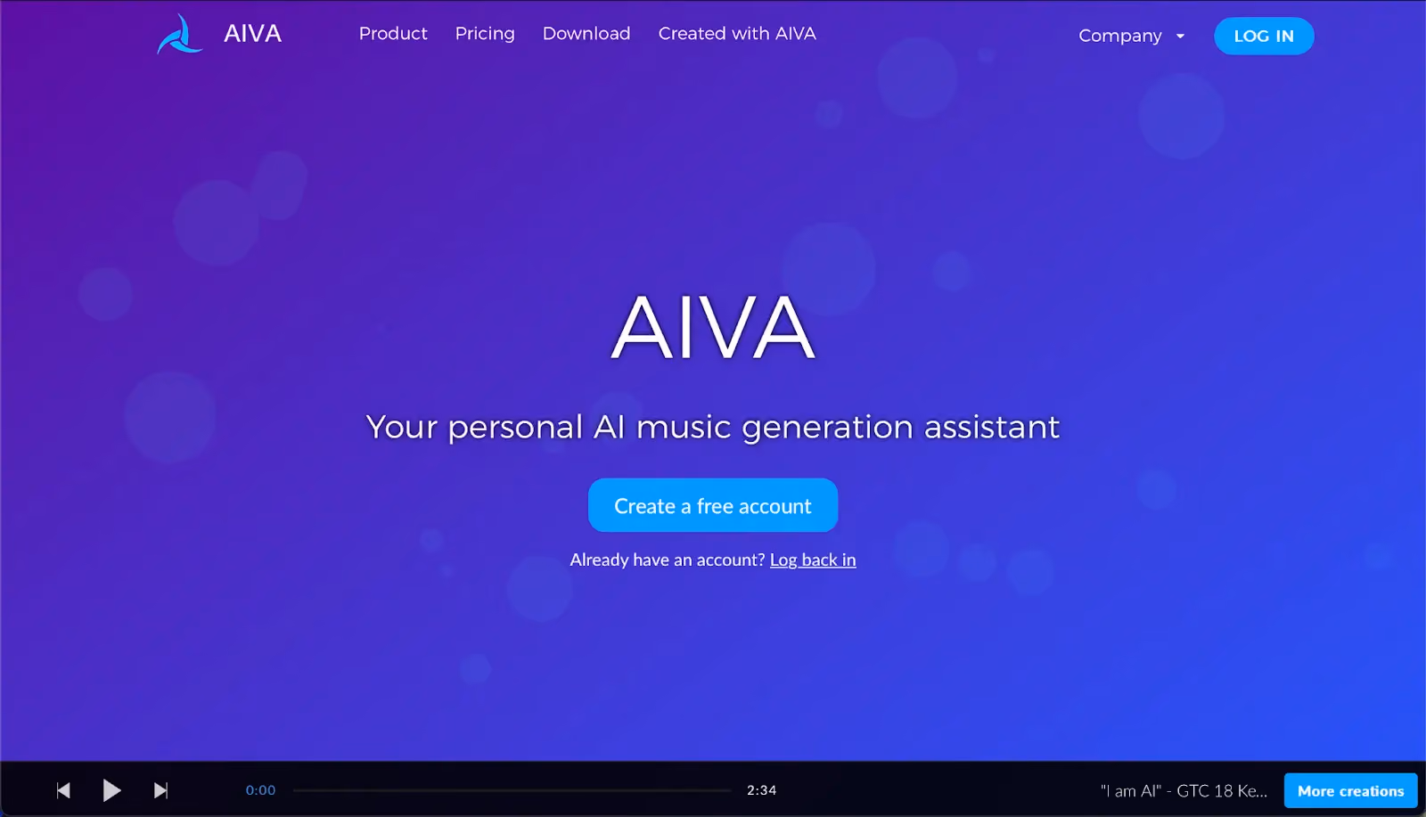 ai pembuat lagu yakni aiva