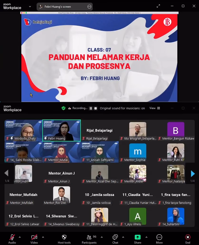 Pelatihan dan sertifikasi BNSP 