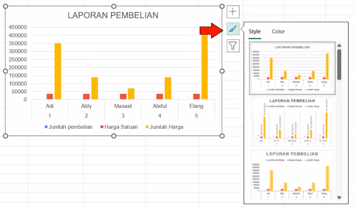 Mengubah Style dan Warna Grafik