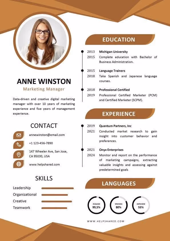 Contoh CV marketing manager