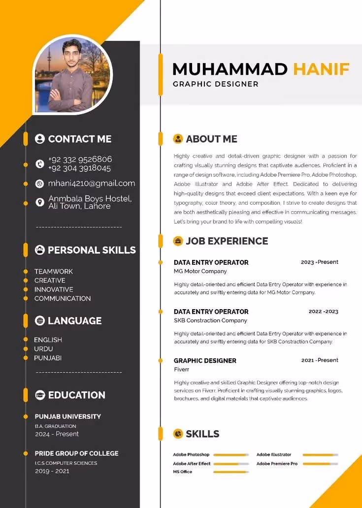 Contoh CV graphic designer