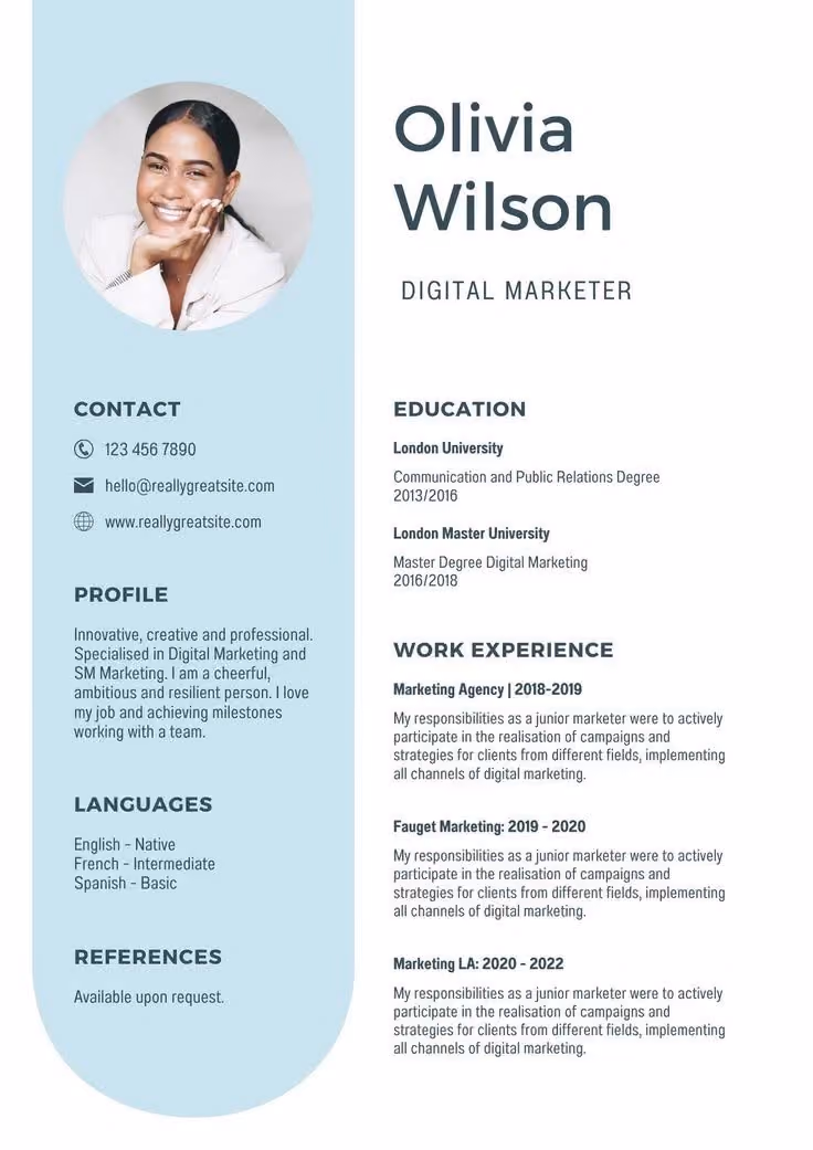 Contoh CV digital marketer