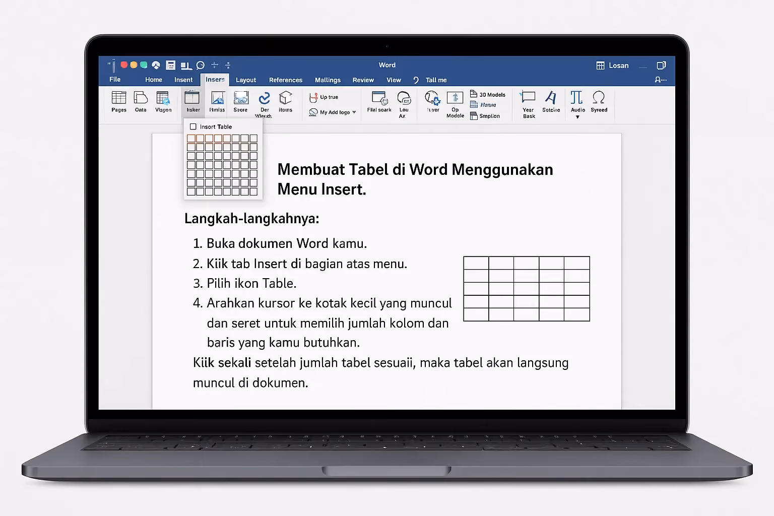 Menggunakan Menu Insert