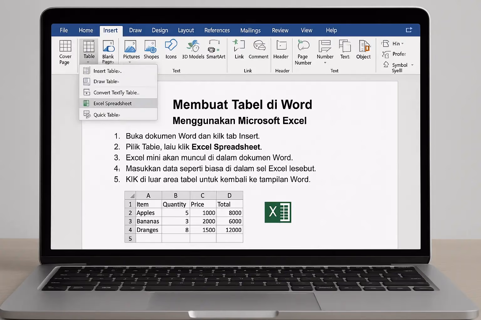 Menggunakan Microsoft Excel