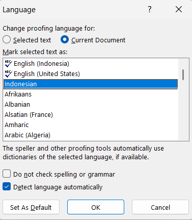 Cara menghilangkan garis merah di Word di ms word 2010