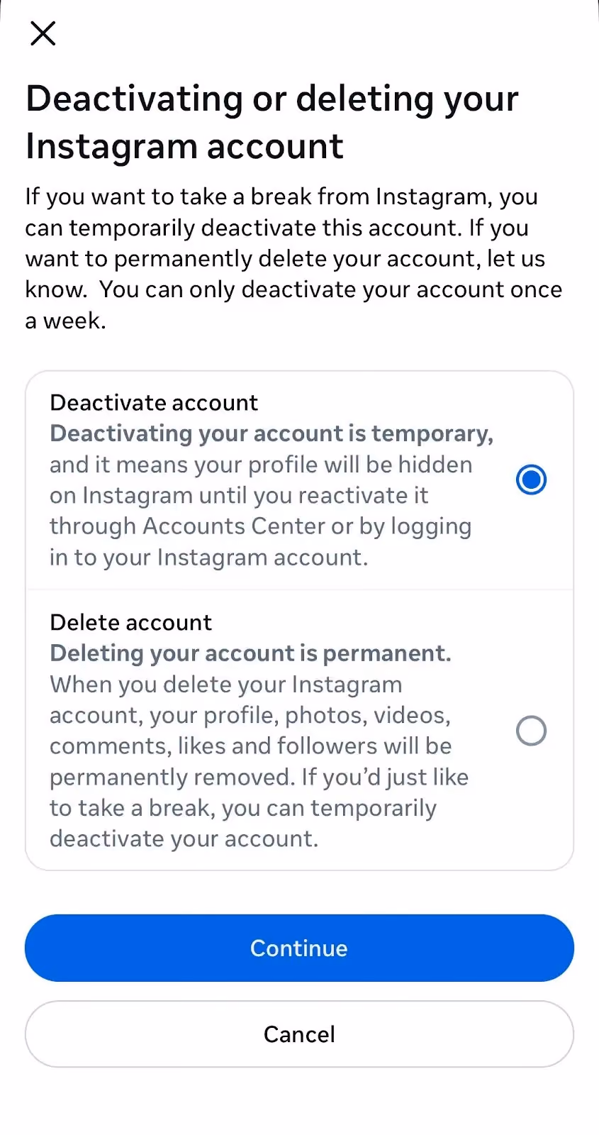 Cara Menonaktifkan Akun Instagram