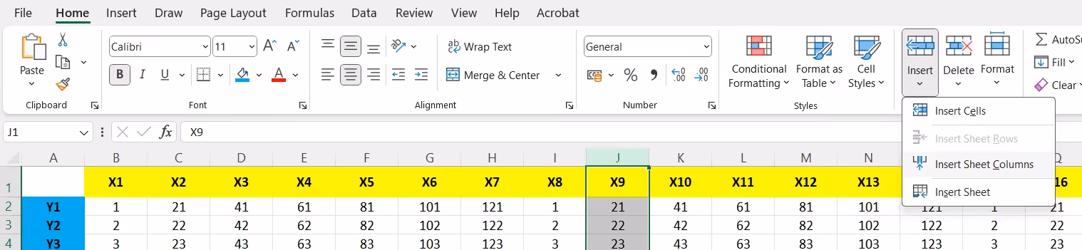 Cara menambah kolom di Excel pakai fungsi insert