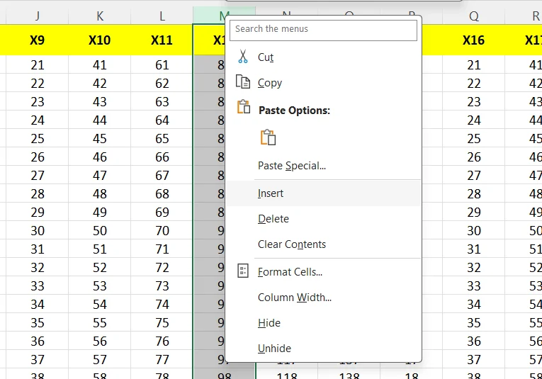 Cara menambah kolom di Excel