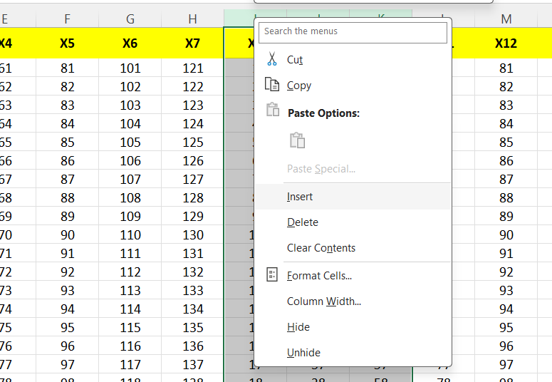 cara menambah kolom di excel