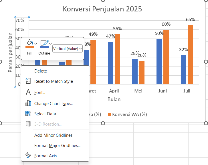 Cara membuat diagram batang di excel