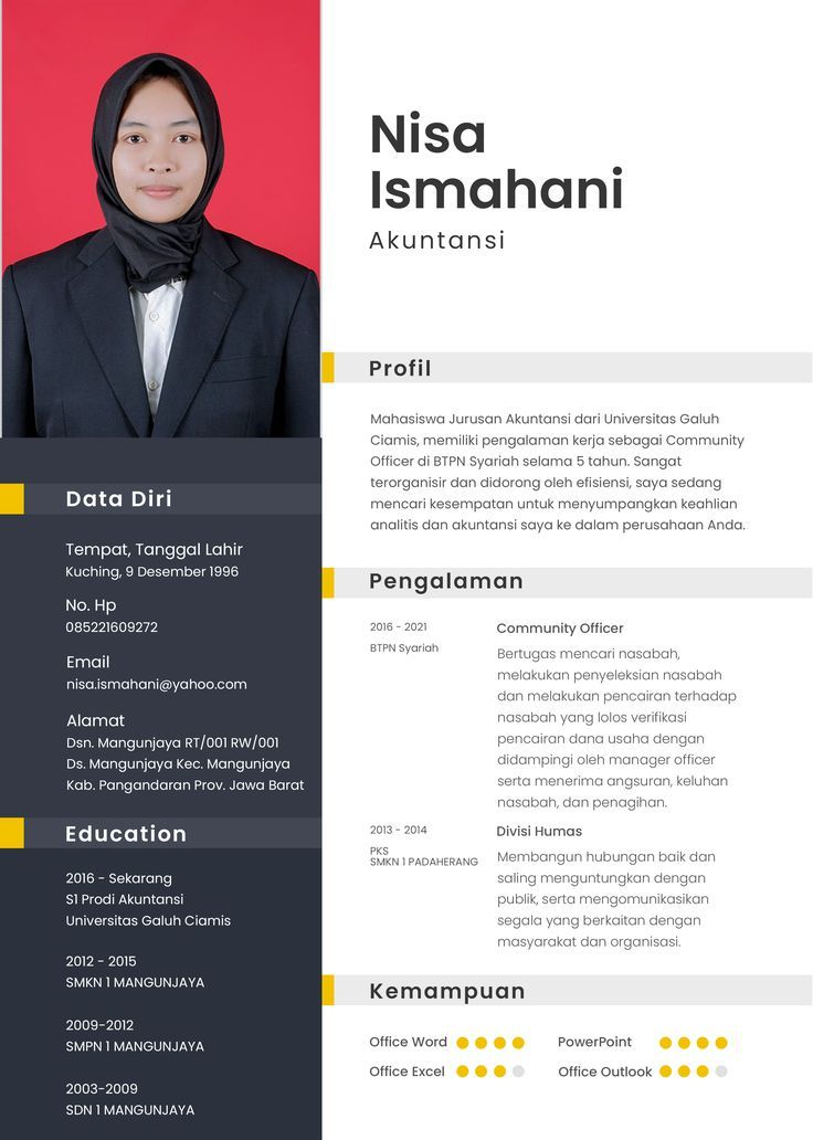 contoh daftar riwayat hidup