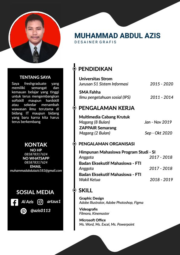 contoh daftar riwayat hidup fresh graduate desain grafis