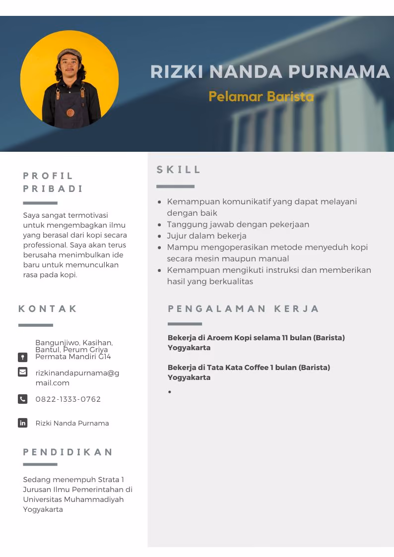 contoh daftar riwayat hidup mahasiswa
