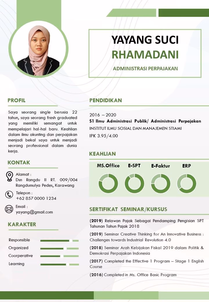 contoh daftar riwayat hidup freshgraduate