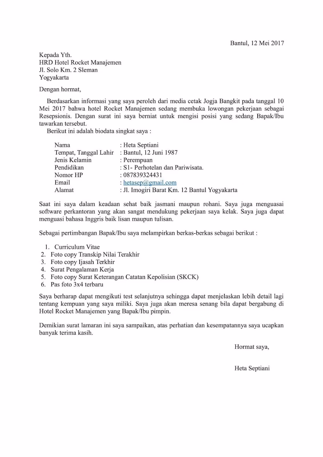 contoh cover letter