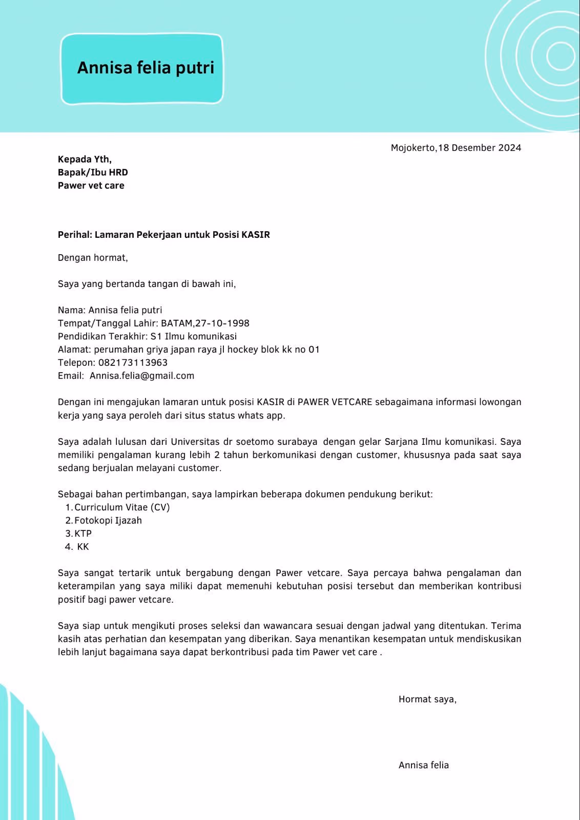 contoh cover letter