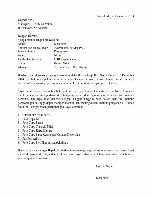 contoh cover letter