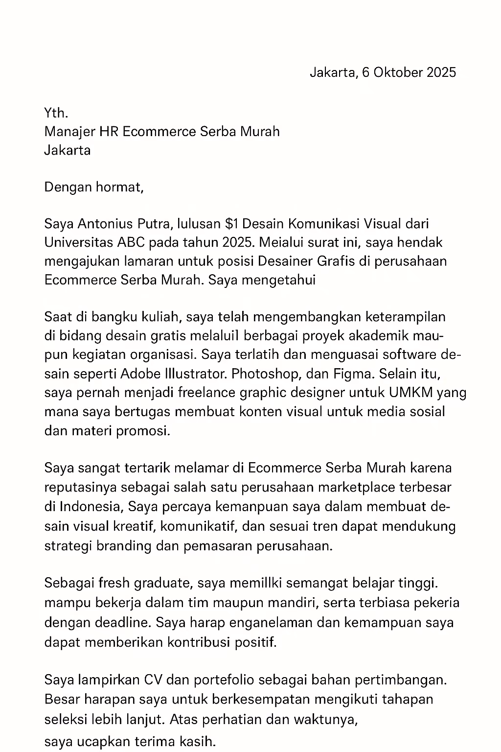 contoh cover letter fresh graduate