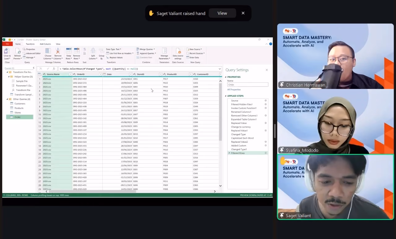 Training Smart Data Mastery adalah memberikan strategi baru dan praktis yang bisa langsung dipraktikkan berkaitan dengan pengolahan serta analisis data menggunakan kombinasi Excel, AI, dan otomatisasi cerdas.